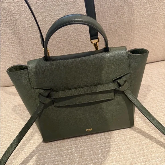 Celine Nano Olive Green Belt Satchel Bag - Picture 6 of 10